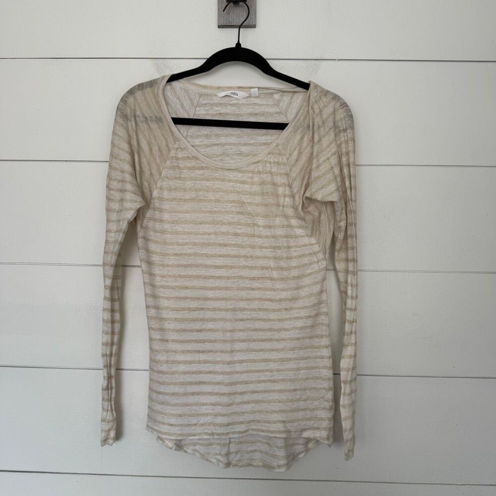 Athleta Women’s XS Gold White Linen Long Sleeve Top